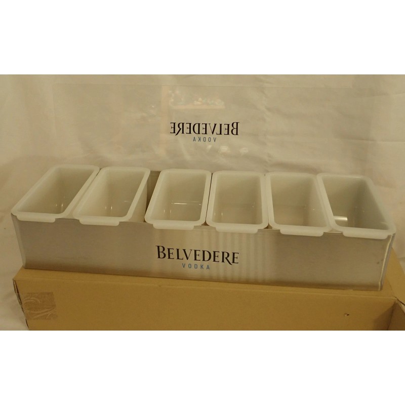 Belvedere Metal Condiment Caddy Tray w Removable Compartments NEW bar