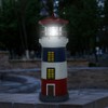 LED Solar Power Lighthouse Statue Rotating Outdoor Light Garden Yard