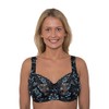 Gemm Ladies Black Turquoise Embroidered Large Bosom Lace Underwired Firm