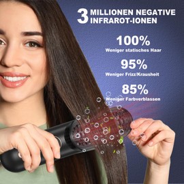 Cordless Hair Straightener Brush, Portable Mini Hair Straightening Brush for Travel, Rechargeable 9000 mAh USB-C, Lightweight Anti-Scald Heated Styling Tools & Appliances (Black)