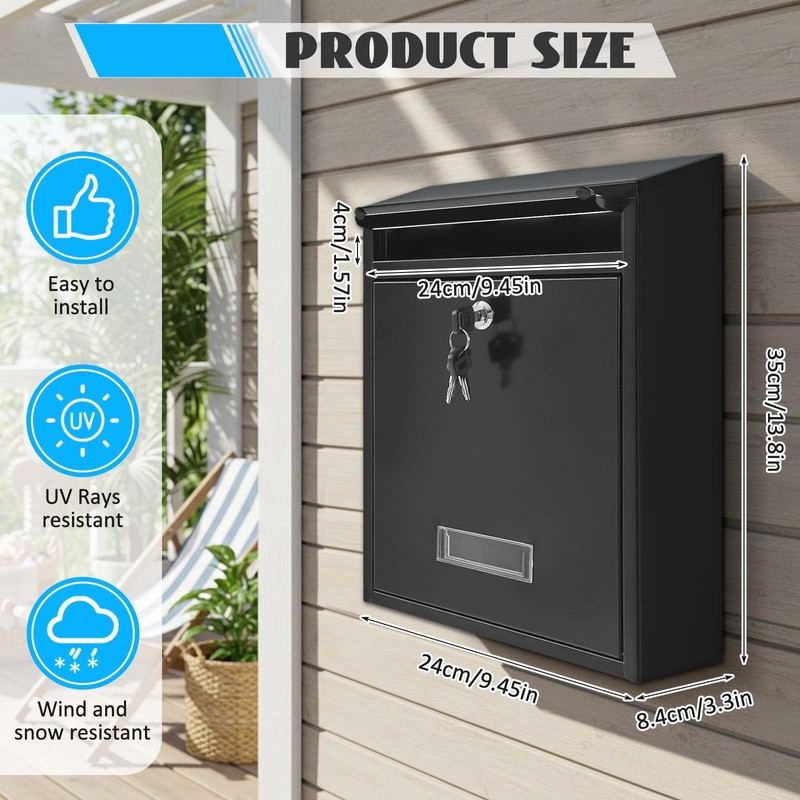 Yaocom Wall Mount Mailboxes for Outside 13.8 x 9.5 x
