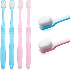4 Pieces Soft Micro-Nano Manual Toothbrush Extra Soft Bristles Toothbrush with 20,000 Bristles for Fragile Gums Adult Kid Children (Blue, Pink)