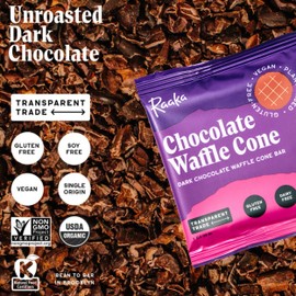 Raaka Chocolate Variety Waffle Cone Bar, Waffle Cone Set in Chocolate | Gourmet Bean-to-Bar Chocolate | Organic, Vegan, Fair Trade, Soy Free, Non GMO, Gluten Free, Kosher| 1.0 oz Bars, 10-Pack
