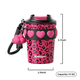 [Sidagar] 12.8oz Iced Coffee Tumbler – 316L Stainless Steel | Long-Lasting Cold Retention | Heart Silicone Sleeve | Portable, Car-Friendly Travel Cup | Cute & Reusable for Summer Commute or Outdoors dealsforyoudays:_PinkLeopard