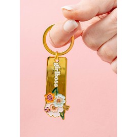 The Darling Effect Girl Boss Accessory Set 2PC Keychain Wallet for Women Slim Credit Card Holder Enamel Stamped Key Ring with Matching Coin Pouch