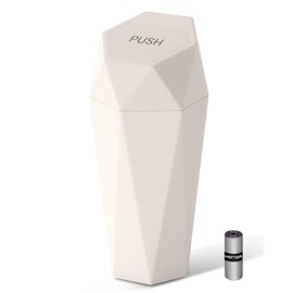 HOTOR Car Trash Can with Lid - 1 Pack, Car Accessories for Interior, Leakproof Vehicle Garbage Can with 15 Attached Trash Bags, Multipurpose Organizers and Storage for Home, Office, Beige