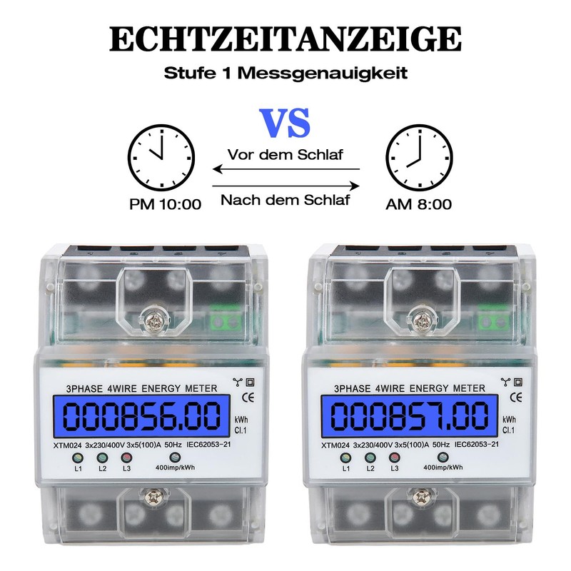 230 / 400 V 5-100 A Electricity Meter, 3 Phase