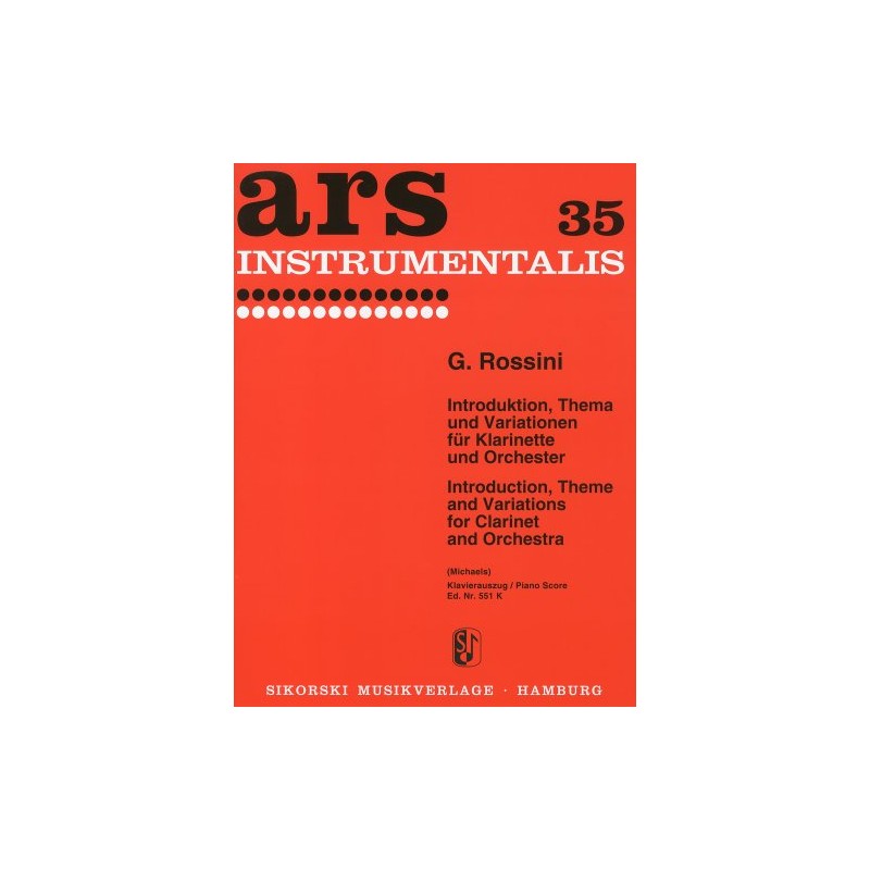 ロッシーニ: 序奏、主題と変奏/シコルスキ社/ピアノ伴奏付/クラリネット・ソロ