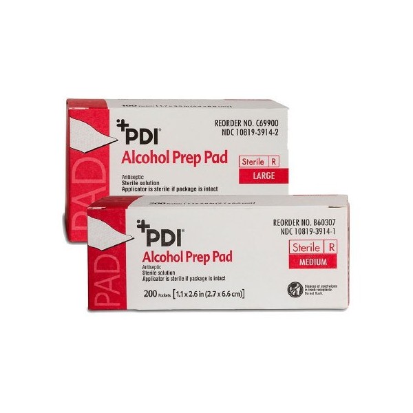 PDI Healthcare C69900 Alcohol Prep Pad, Sterile, Large, 2-1/2" x 3" (Pack of 1000)
