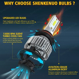 SHENKENUO For Toyota Corolla 2005-2008 - 6x 6000K Led Headlight Hi-Lo Fog Bulbs Combo Kit