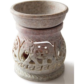 Zap impex Quemador de aceite decorativo para velas de té de piedra natural para aromaterapia, spa, yoga, meditación, difusor de aceites esenciales (elefante 8 cm)