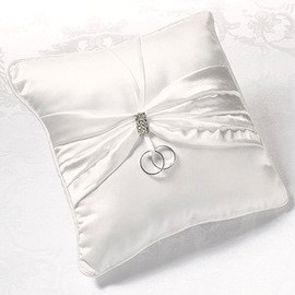 Cream Sash Rhinestone Ring Pillow RP870