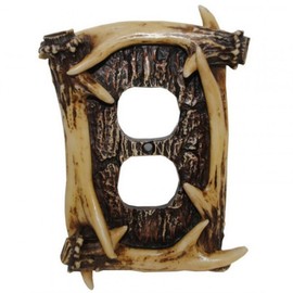 HiEnd Accents Rustic Antler Outlet Cover Decorative Wall Plate