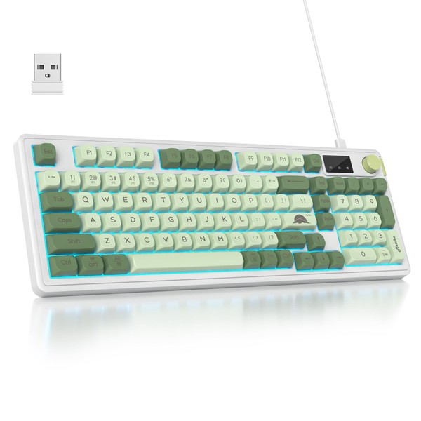 Owpkeenthy 96% Wireless Matcha Green Keyboard with Number Pad Knob,