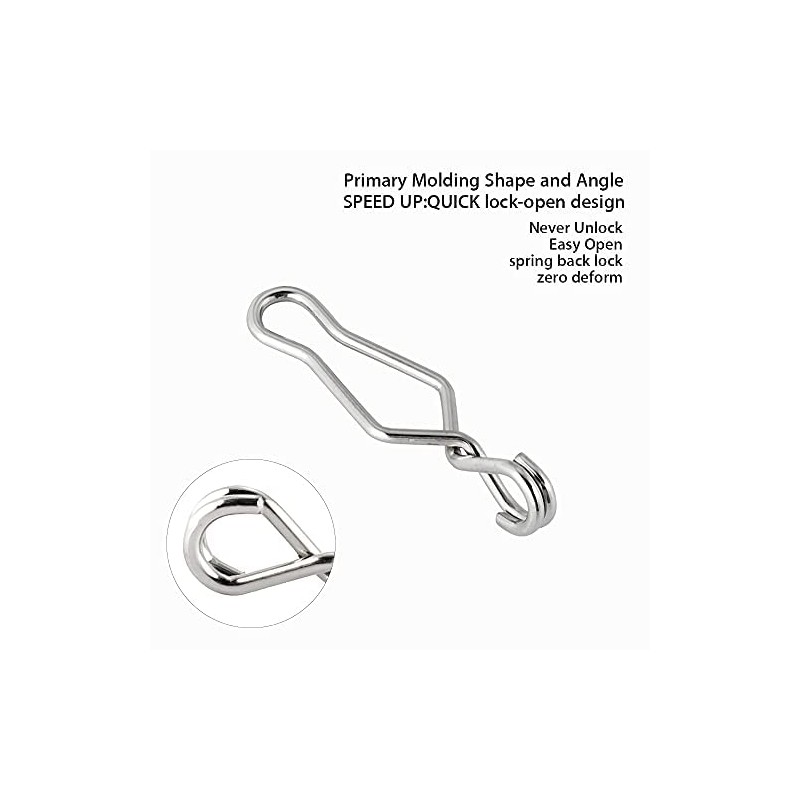 Dr.Fish Paquete de 100 clips de pesca de acero inoxidable,