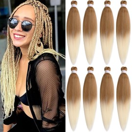 Mscat 26 Inch 8 Packs Pre Stretched Braiding Hair Brown Pre Stretched Braiding Professional Synthetic Prestretched Crochet Braids Hair Extension Hot Water Setting Yaki Texture (27613#)