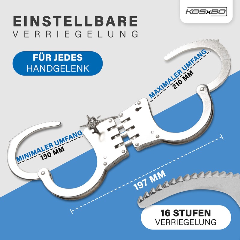 Professional Handcuffs Made of Robust Steel with 2 Keys Police