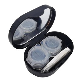 Contact Lens Cases, Container Holder, Outdoor Portable Mini Soak Storage Kit for Travel & Home Box with Case,Tweezers,Stick,Good Travel, Home, Outdoor(Black)