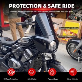 FATECIM Motorcycle 5.75" Headlight Fairing with 15" Dark Smoke Windshield Windscreen & 35-41mm Mounting Hardware For Harley 86-15 Sportster 1200 Iron 883 XL883N Seventy Two Sportster 1100