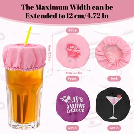 15 Piece Drink Cover Scrunchies, Elastic Fabric Class Cup Drink Covers, Anti Spike Drink Cover with Straw Hole, Reusable Drink Covers, Band Cup Cover for Drinks Protector Fits Most Cups (Mixed Color)
