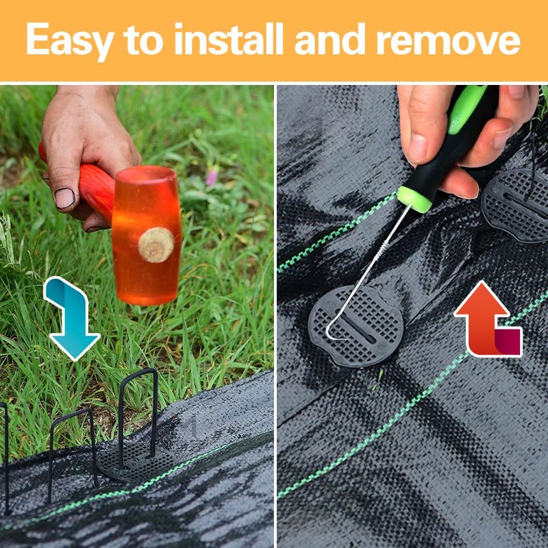 Bakulyor 200pcs Black Landscape Staples + 200pcs Buffer Washer, 6