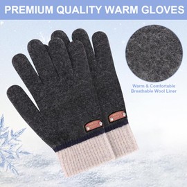 GOHI GOHI 6 Pairs of Kids Gloves Boys Winter Gloves Stretchy Full Fingers Knitted Gloves Wool Fleece Lined Mittens,6-12Years