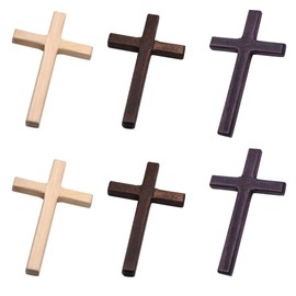 HEALLILY 6pcs Wooden Christian Catholic Cross Prayer Cross Handheld Ornaments DIY Cross Ornaments for Wall Decoration Christian Party Supplies