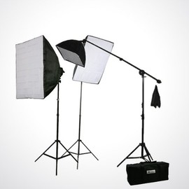 ephotoinc ePhoto 2300 Watt Photograph Video Studio Lighting Kit 3 Video Softbox Portrait Boom Stand Light Kit Carry Case H9026SB