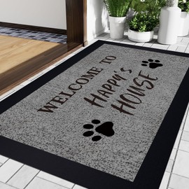 lulualways Non-Slip Outdoor Door Mats，Stain and Fade Resistant, Durable Rubber, Low Profile Door Mat, Shoe Scraper, Welcome Mats for Entry, 29.5x17.7 (Paw Print)