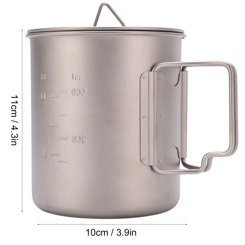 750ml Outdoor Titanium Water Mugs With Folding Handles Portable Camping