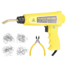 sourcing map Plastic Welder Kit 70W Soldering Gun with 400pcs 4 Type Staplers & Pliers Plastic Welding Machine Kit for Car Bumper Repair Most Plastic Repair, Yellow