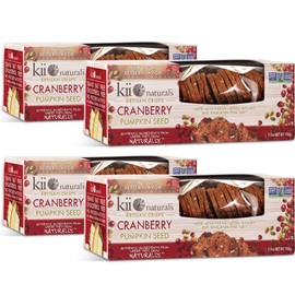 Kii Naturals Artisan Crisps - Cranberry Pumpkin Seed • 5.3oz (4 Pack) • {Professionally Packed/Packaged for Shipping} • [Chips|Crackers|Spread|Flatbread|Snack|Cheese|Dips|Tea|Wine|Toast|Bread]
