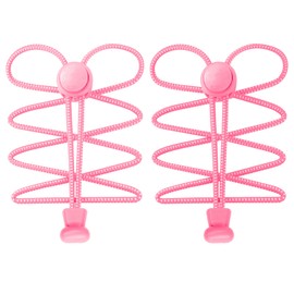 Yusimu 2 Pairs of Elastic Shoelaces Without Tying with Quick Release, Flexible Shoe Laces for Adults and Children, Elastic Lock Laces for Sports Shoes and Everyday Shoes, Pink - 2 Pairs
