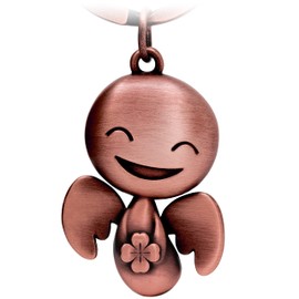 FABACH Guardian Angel Keyring Happy with Clover Leaf – Lucky Angel Made of Metal – Good Luck Charm Car Angel Pendant – Gift Good Luck, Antique rose gold., European