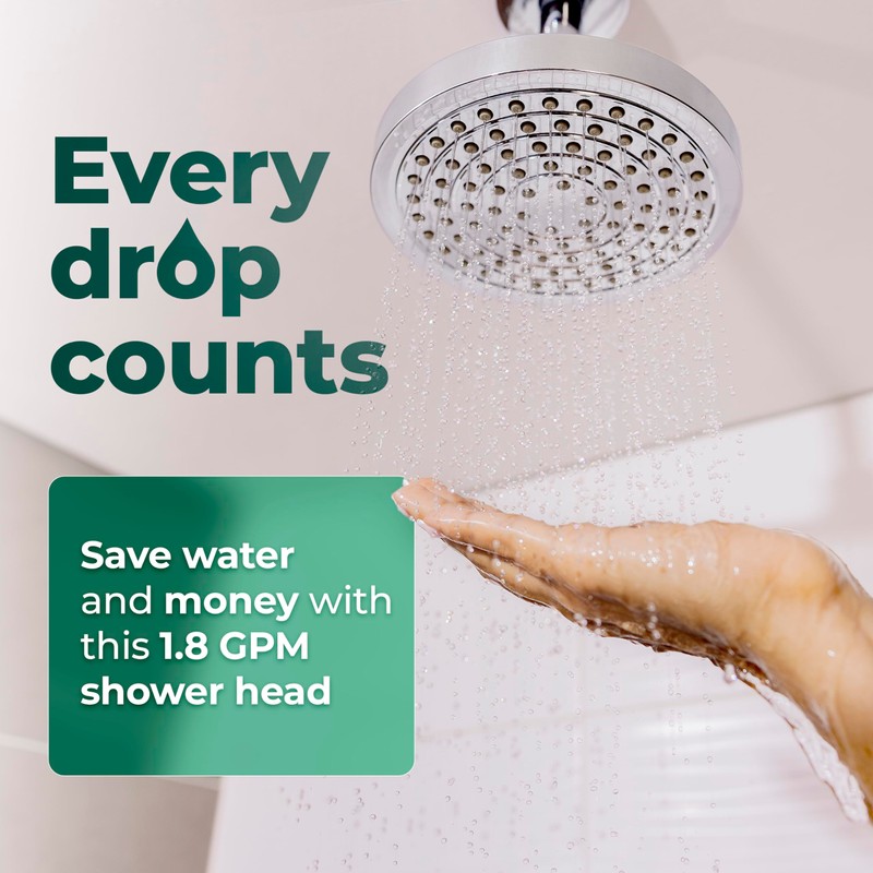 Winthorpe High Pressure Rain Shower Head with Widespread Coverage, Easy