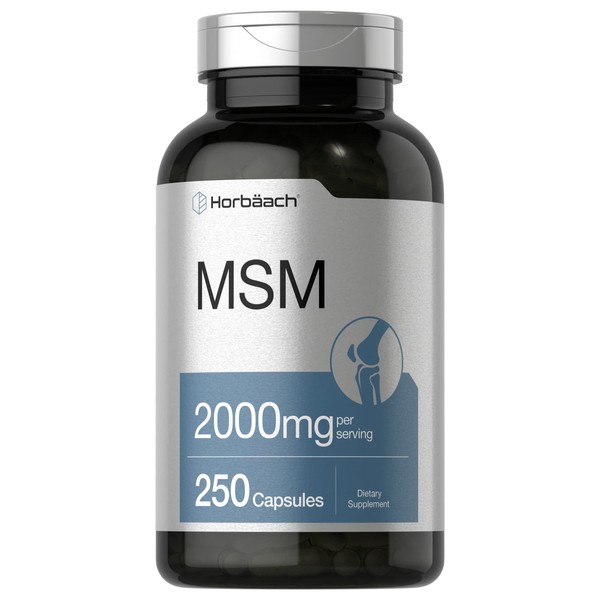 MSM Supplement Capsules | 2000mg | 250 Count | Non-GMO and Gluten Free Formula | Methylsulfonylmethane | by Horbaach