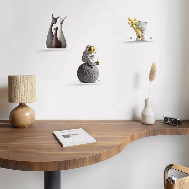 2 Pcs Small White Floating Shelves, Mini Small White Wall