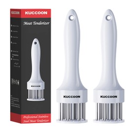 KUCCOON Herramienta ablandadora de carne (paquete de 2) aguja de acero inoxidable ultra afilada, herramienta ablandadora de 24 cuchillas para ablandar carne de res, pollo, filetes, ternera, cerdo