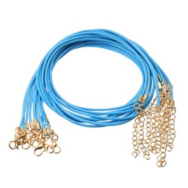 HARFINGTON 10pcs Waxed Necklace Cord Bulk, 18 Inches and 2mm Dia Necklace String Rope with Clasp for Pendants, Bracelets, Necklaces, Jewelry Making Beading Supplies,Pale Blue