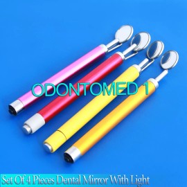 ODM Set Of 4 Pieces Dental Mirror WITH LIGHT (Mix Color) Dental Instruments