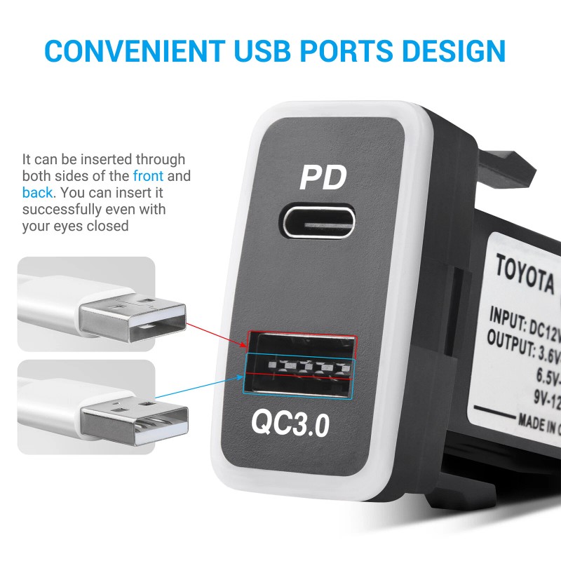 Universal Car Charger Type-C PD & QC3.0 Dual USB Port