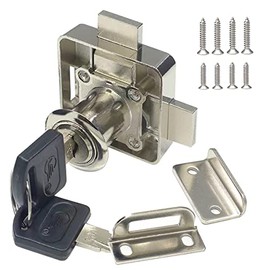 Cerradura de puerta doble para gabinete, cerradura de seguridad para gabinete, cerradura de doble cerrojo a puerta [instalada en la puerta lateral izquierda] Diámetro de perforación: 19 mm para