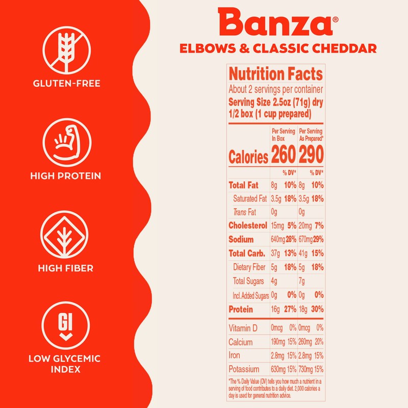 Banza Elbows & Classic Cheddar Mac and Cheese - High