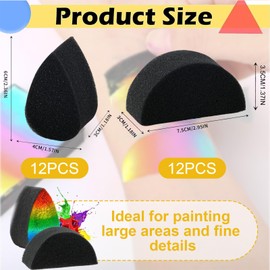 Face Paint Sponge Set: 24 High-Density Body Paint Sponges, 12 Drop-Shaped & 12 Crescent-Shaped, Reusable, Soft, and Durable for Face and Body Art, Watercolor, Craft Projects, and More
