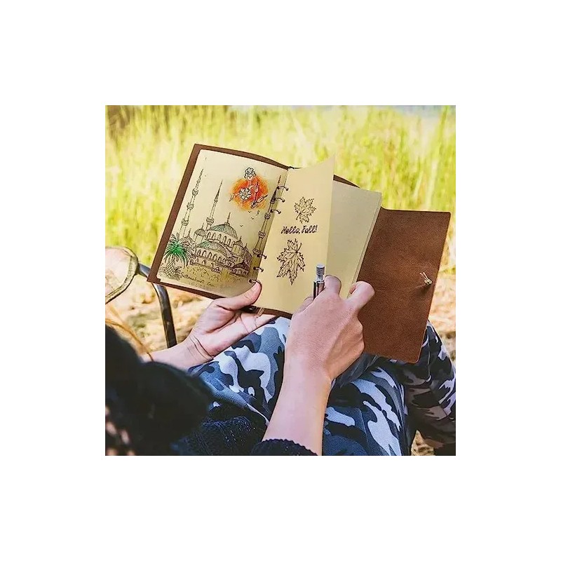 Tiri Libreta Vintage De Piel Grande A5, Dibujo, Creativo