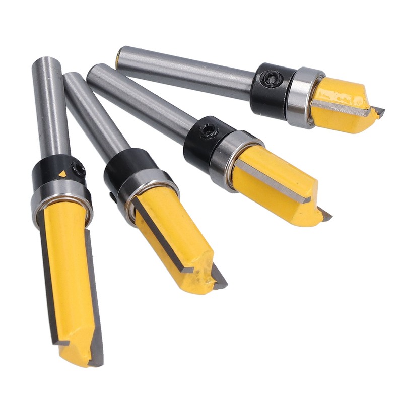 4Pcs Trim Hinge Router Bit Round Silver Yellow 1/4in Shank