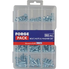 ForgePack Bolts w/Nuts & Washers | Assorted | Zinc Plated | Pack 285