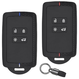 Pack of 3 Universal Key Case Suitable for Renault Key Cover, 4 Buttons Car Key Protective Cover with Key Fob Black Durable
