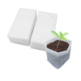 100Pcs Nursery Growing Bags,Non-Woven Fabric Seedlings Grow Bag for High Seedling Survival Rate,Plant Bags for Planting,Flower Seed Packets Starter Bags（8.2"x7.1"）