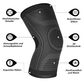 Knee Support Pack of 2 Compression Knee Support for Men Women Non-Slip Breathable Knee Brace for Arthritis, Meniscus Tear, ACL, Tendonitis, Running, Squats, Sports (Black, XL)